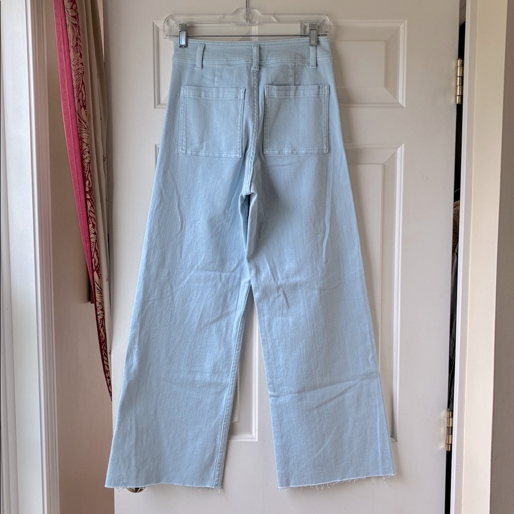 Miou Muse Straight Wide Leg Denim Pants Light Wash Blue Size S/4-6 NWOT - Picture 7 of 12